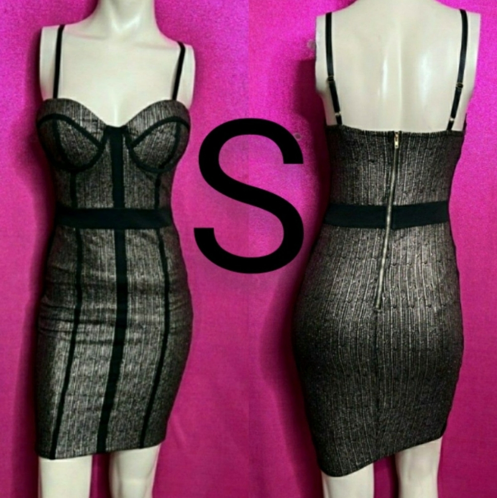 🆕Sexy Black /Gold Metallic Bodycon Dress  Size S